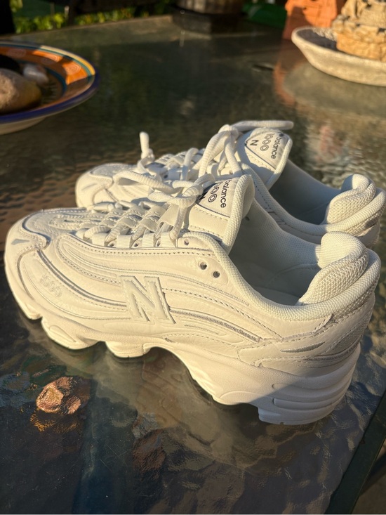 New Balance Shoes - New Balance White Leather Mesh Dad Sneaker